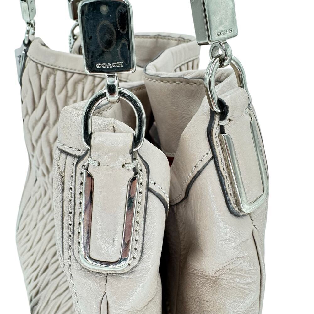 COACH Madison Phoebe Gathered Twist Leather Shoulder Bag Taupe/Beige 25260 - Picture 10 of 12